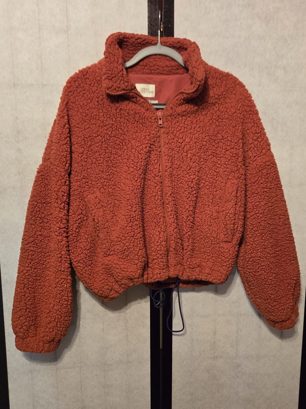 Urban Outfitters Rust Orange Teddy Sherpa Zip Jacket